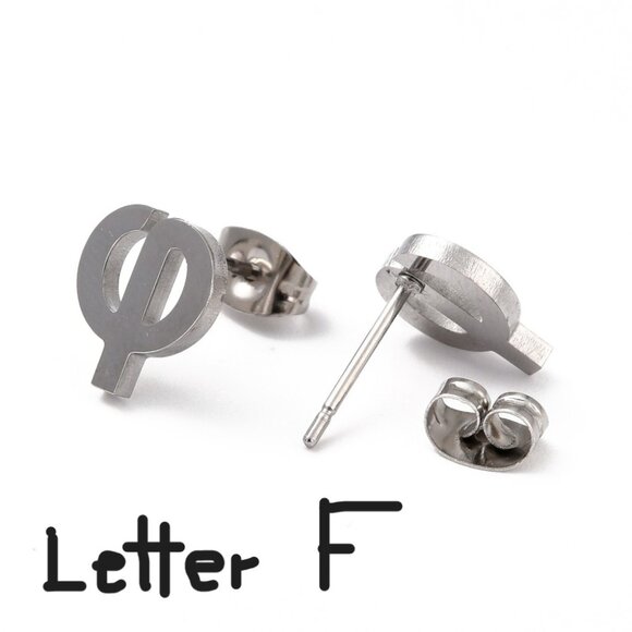 Greek Letters F U Stud earrings, stainless steel Studs, FU mismatched set 2/$10 - Picture 4 of 5